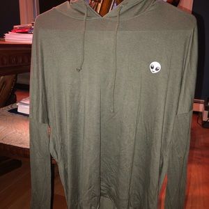 Long Sleeve Hooded Green Shirt. Brand: L.A. Hearts. Size: XS